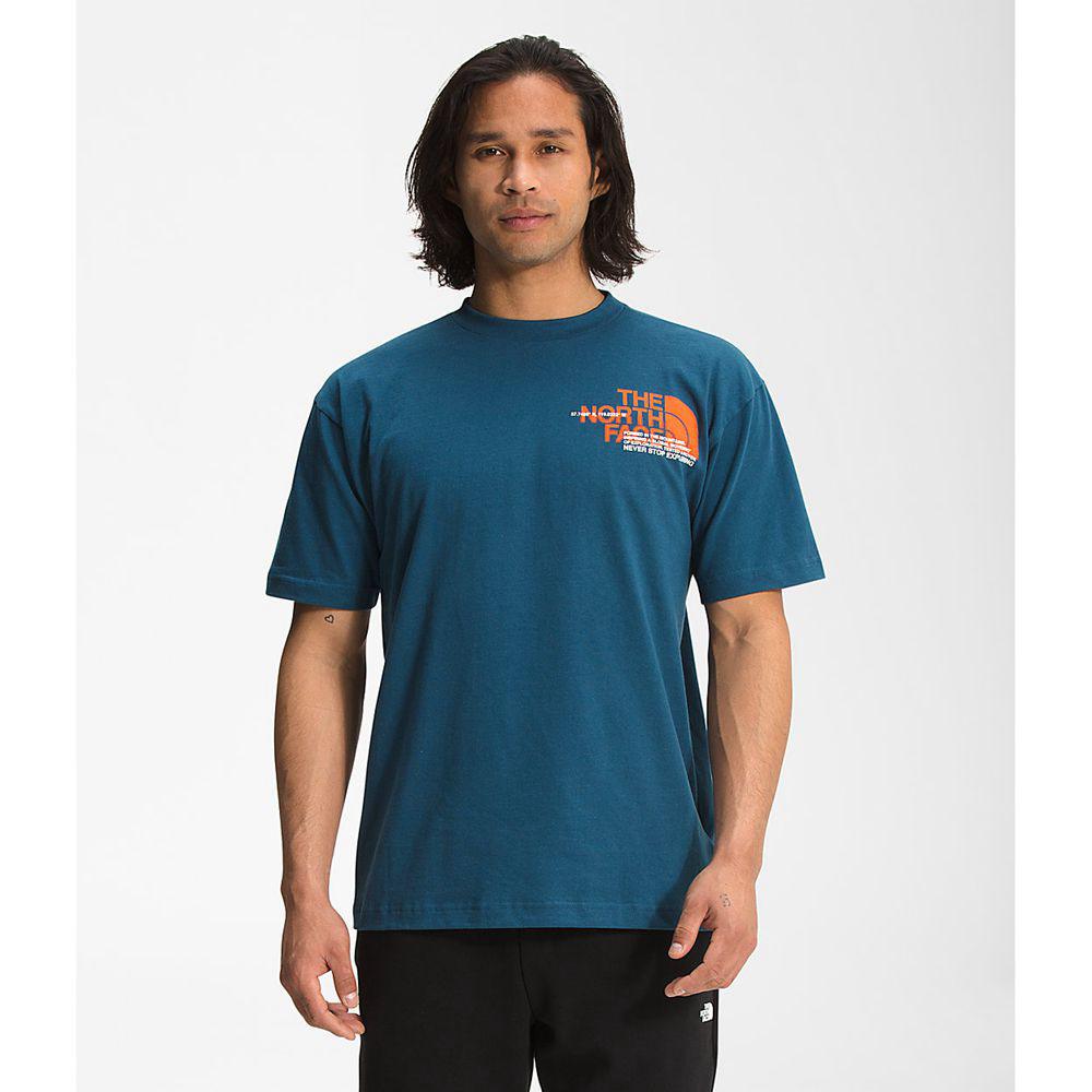 The North Face Coordinates Κοντό Μανίκι Ανδρικα T Shirt - Μπλε (UPMC07548)